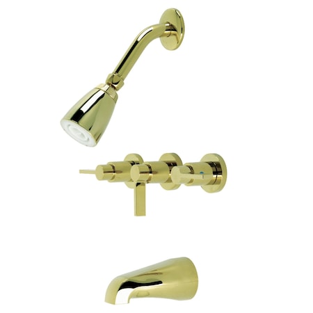 Kingston Brass Tub and Shower Faucet, Polished Brass, Wall Mount KB8132NDL